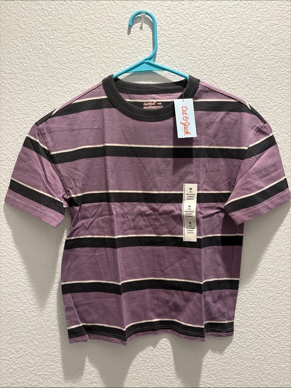 Cat & Jack Purple Striped Short Sleeve Crewneck Tee